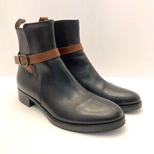 Ginza Kanematsu Booties Boots Black Leather Side Zip Made‎ Italy Womens 7 EU 37